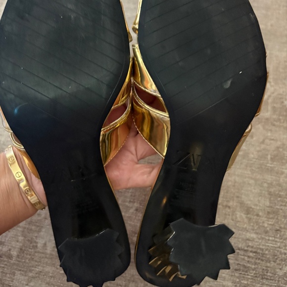 Zara gold heeled sandals - Picture 5 of 6